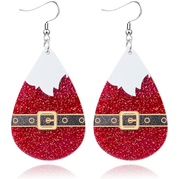 Jewelry - Christmas Wood Earrings for Women Handmade Wooden Teardrop Dangle Earrings Chris